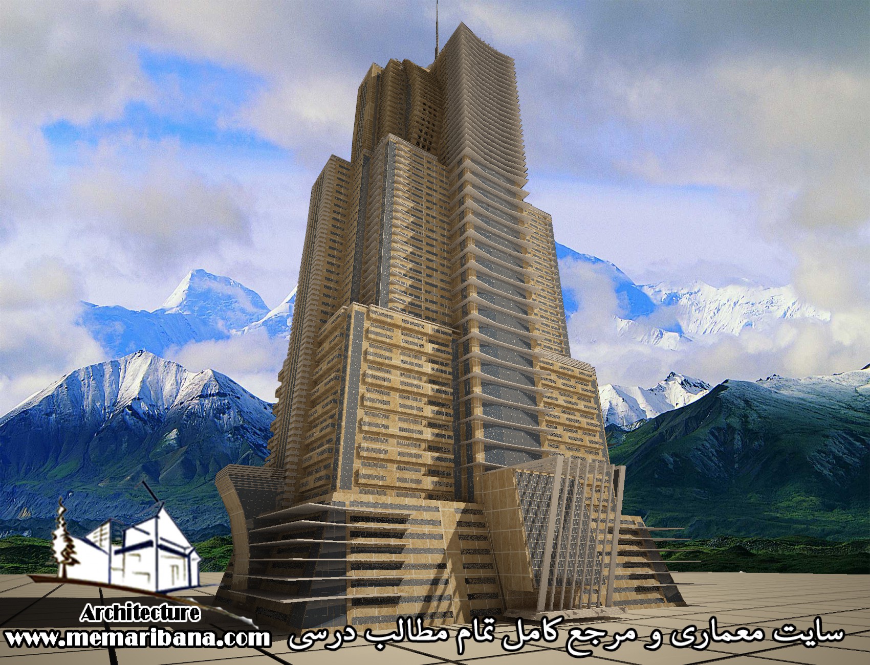 دانلود پروژه اتوکدی طراحی برج مسکونی همراه با رندر تریدی مکس